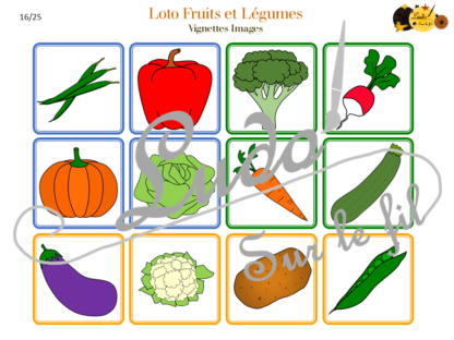 Loto - fruits et légumes - images noms - jeu progressif et à combiner - lecture et observation - à télécharger et à imprimer - Printemps - lslf