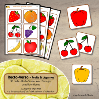 Recto-verso - fruits et légumes - 30 cartes recto-verso - jeu progressif - mémoire, observation, rapidité - à télécharger et à imprimer - Printemps - lslf