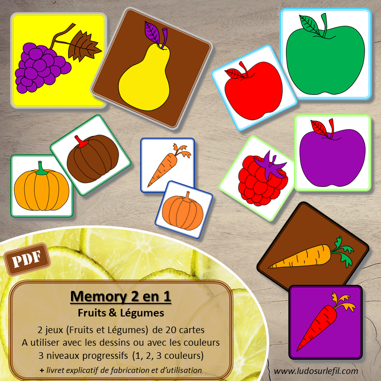 Memory 2 en 1 - Fruits & Légumes - Ludo Sur Le Fil