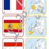 Jeu d'association - Drapeaux, carte, noms des pays d'Europe - Union Européenne, Espace Schengen et Royaume-Uni - Géographie et pays - 32 cartes Drapeaux Europe à associer à 32 cartes et 32 étiquettes Noms - atelier autocorrectif maternelle ou élémentaire - Cycle 1, 2 ou 3 - Cartes avec noms des pays ou sans - discrimination visuelle, observation, lecture de mots, connaissance des drapeaux et pays - à télécharger et à imprimer ou jeu imprimé- lslf