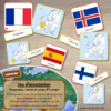Jeu d'association - Drapeaux, carte, noms des pays d'Europe - Union Européenne, Espace Schengen et Royaume-Uni - Géographie et pays - 32 cartes Drapeaux Europe à associer à 32 cartes et 32 étiquettes Noms - atelier autocorrectif maternelle ou élémentaire - Cycle 1, 2 ou 3 - Cartes avec noms des pays ou sans - discrimination visuelle, observation, lecture de mots, connaissance des drapeaux et pays - à télécharger et à imprimer ou jeu imprimé- lslf