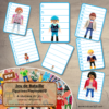 Jeu de bataille - Figurines Playmobil - Comparaison de taille et de chiffres et nombres - 4 niveaux - avec ou sans chiffre - de 1 à 6 - de 1 à 10 - de 5 à 50 de 5 en 5 - de 10 à 100 de 10 en 10 - Progressif - Classement par ordre croissant - Rangement - Tri taille - Reconnaissance Chiffres - à télécharger et à imprimer ou jeu imprimé - Atelier maternelle et Cycle 2 - Vocabulaire vêtements et corps humain - lslf