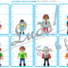 Jeu de bataille - Figurines Playmobil - Comparaison de taille et de chiffres et nombres - 4 niveaux - avec ou sans chiffre - de 1 à 6 - de 1 à 10 - de 5 à 50 de 5 en 5 - de 10 à 100 de 10 en 10 - Progressif - Classement par ordre croissant - Rangement - Tri taille - Reconnaissance Chiffres - à télécharger et à imprimer ou jeu imprimé - Atelier maternelle et Cycle 2 - Vocabulaire vêtements et corps humain - lslf