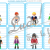 Jeu de bataille - Figurines Playmobil - Comparaison de taille et de chiffres et nombres - 4 niveaux - avec ou sans chiffre - de 1 à 6 - de 1 à 10 - de 5 à 50 de 5 en 5 - de 10 à 100 de 10 en 10 - Progressif - Classement par ordre croissant - Rangement - Tri taille - Reconnaissance Chiffres - à télécharger et à imprimer ou jeu imprimé - Atelier maternelle et Cycle 2 - Vocabulaire vêtements et corps humain - lslf