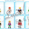 Jeu de bataille - Figurines Playmobil - Comparaison de taille et de chiffres et nombres - 4 niveaux - avec ou sans chiffre - de 1 à 6 - de 1 à 10 - de 5 à 50 de 5 en 5 - de 10 à 100 de 10 en 10 - Progressif - Classement par ordre croissant - Rangement - Tri taille - Reconnaissance Chiffres - à télécharger et à imprimer ou jeu imprimé - Atelier maternelle et Cycle 2 - Vocabulaire vêtements et corps humain - lslf