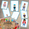 Jeu de bataille - Figurines Playmobil - Comparaison de taille et de chiffres et nombres - 4 niveaux - avec ou sans chiffre - de 1 à 6 - de 1 à 10 - de 5 à 50 de 5 en 5 - de 10 à 100 de 10 en 10 - Progressif - Classement par ordre croissant - Rangement - Tri taille - Reconnaissance Chiffres - à télécharger et à imprimer ou jeu imprimé - Atelier maternelle et Cycle 2 - Vocabulaire vêtements et corps humain - lslf