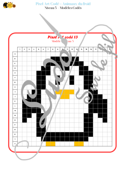 Pixel Art Codés et classiques - Thème Animaux du froid - Banquise, océan arctique, montagne - Colorie le pixel art en fonction du modèle ou des indications - Repérage dans une grille, un tableau, un quadrillage - Codé par lettres et chiffres - Connaissance des couleurs - Repérage spatial - Patience - 3 niveaux - modèle, grille vierge - Hiver - cycle 2, 3 ou plus - jeu PDF à télécharger et à imprimer ou jeu imprimé - lslf