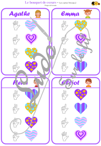 Le bouquet de ballons Coeurs - Jeu de dénombrement -créé le bon bouquet de ballons en fonction des commandes de chaque enfant - 2 niveaux - dénombrement de 1 à 5 - 2 méthodes d'autocorrection - différentes représentations des nombres (chiffres, constellations dé, doigts d'une main, mélangé) - Pour la Saint Valentin ou un thème sur l'amour ou l'amitié - Jeu et atelier autocorrectif et autonome maternelle - mathématiques - PDF à télécharger et à imprimer - Cycle 1 - Vocabulaire - lslf