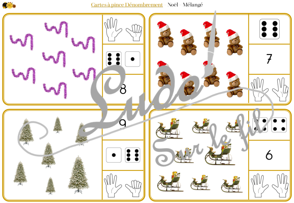 Cartes à pince - Dénombrement - Noël - Ludo Sur Le Fil