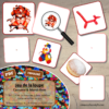 Jeu de la loupe - Carnaval & Mardi-Gras - Ballons, masques, déguisements, costumes, nourriture, cirque, clowns, jonglage - Apprendre à utiliser une loupe - Vocabulaire, lexique - cartes à associer aux miniatures - document PDF à télécharger et à imprimer ou jeu imprimé - atelier autocorrectif et autonome maternelle - lslf