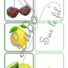 Jeu de la loupe - Fruits - Fruits classiques et locaux, exotiques, à coque - Apprendre à utiliser une loupe - Vocabulaire, lexique - cartes à associer aux miniatures - document PDF à télécharger et à imprimer ou jeu imprimé - atelier autocorrectif et autonome maternelle - Alimentation et Printemps - lslf