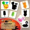 Jeu des ombres - été, plage et vacances - Objets, vêtements, sports nautiques, animaux marins, jouets de sable, piscine, glaces, aliments... - Vocabulaire, lexique - cartes à associer aux ombres - document PDF à télécharger et à imprimer ou jeu imprimé - atelier autocorrectif et autonome maternelle - lslf