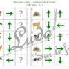 Suis les parcours codés - Animaux de la ferme - codage, repérage et vocabulaire spatial - jeu et atelier autonome et autocorrectif Maternelle (Cycle 1) et Primaire (Cycle 2) - Niveaux et difficulté progressifs - PDF à télécharger et à imprimer ou jeu imprimé - difficulté progressive et solutions - lslf