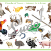 Cherche et Trouve - Animaux de la ferme - Photos - Lynx - ovins, équidés, bovins, cochons, oiseaux, basse-cour, domestiques, objets, outils, personnages, véhicules, lieux...- Photos sur fond blanc - 4 planches pour un plateau modulable à souhait et différents niveaux de jeu - jusqu'à 100 cartes à trouver - jeu observation et rapidité - PDF à télécharger et à imprimer ou jeu imprimé - atelier maternelle - Noms des éléments et animaux - lslf