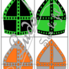 Jeu de puzzles - Mitres de saint Nicolas et couleurs - 2 et 4 pièces - Demi mitres - 85 dessins de 1 à 3 couleurs pour fête la Saint-Nicolas - Association et connaissance des couleurs - Jeu et atelier autocorrectif et autonome - autocorrection au dos - observation - discrimination visuelle - PDF à télécharger et à imprimer ou jeu imprimé - Atelier maternelle Cycle 2 - Vocabulaire - lslf