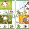 Jeu de cartes à pince - Puzzles - Thème Animaux de la forêt et des campagnes - 76 cartes autocorrectives de différents niveaux - 3 ou 4 propositions de réponses - Niveau 1 : pièces issues de puzzles différents - Niveau 2 : pièces issues du même puzzle - différents niveaux de difficulté - progressif - Autocorrection au dos : point grisé + nom de l'animal - Atelier autonome pré-scolaire, maternelle ou élémentaire - Cycles 1 et 2 - Document PDF à télécharger et imprimer ou jeu imprimé - Motricité fine et pince Pouce-Index avec pinces à linge, observation, discrimination visuelle, logique - ludique - Thème automne, nature, bois - lslf
