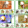 Jeu de cartes à pince - Puzzles - Thème Animaux de la forêt et des campagnes - 76 cartes autocorrectives de différents niveaux - 3 ou 4 propositions de réponses - Niveau 1 : pièces issues de puzzles différents - Niveau 2 : pièces issues du même puzzle - différents niveaux de difficulté - progressif - Autocorrection au dos : point grisé + nom de l'animal - Atelier autonome pré-scolaire, maternelle ou élémentaire - Cycles 1 et 2 - Document PDF à télécharger et imprimer ou jeu imprimé - Motricité fine et pince Pouce-Index avec pinces à linge, observation, discrimination visuelle, logique - ludique - Thème automne, nature, bois - lslf