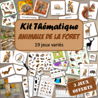 Kit thématique - Animaux de la forêt et de la campagne - 19 jeux variés pour le prix de 16 - 3 jeux offerts - Jeux pédagogiques, éducatifs et ludiques - Atelier autonome Maternelle (Cycle 1) et Primaire (Cycle 2 et 3) - PDF à télécharger et à imprimer - Difficulté progressive et différents niveaux pour la différenciation - Tarif préférentiel, réduction - Thèmes automne, bois, nature - lslf