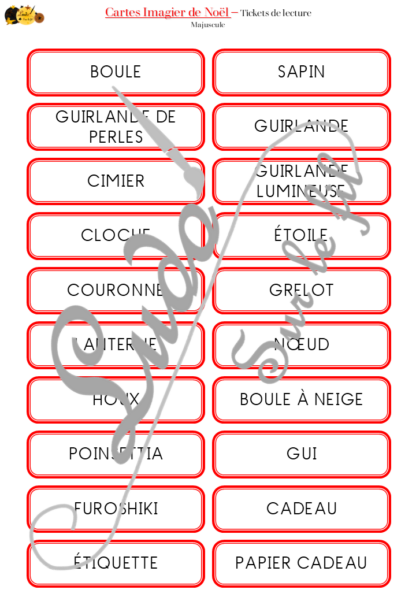 Jeu de cartes type Montessori (classifiées et de nomenclature) - Imagier de Noël - Décoration, repas, nourriture, personnages, traditions - Photos sur fond blanc - Autocorrection au dos (noms pour lecteurs, symboles pour non lecteur) - 3 graphies disponibles - Script, majuscule, cursif - Document PDF à télécharger et imprimer ou jeu imprimé - Fêtes de fin d'année - 68 cartes - Tickets de lecture - atelier autocorrectif maternelle élémentaire - Cycle 1 ou 2 - discrimination visuelle, observation, culture générale, lecture de mots, langage oral, lexique- lslf