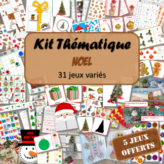 Kit thématique - Noël - 29 jeux variés (+2 gratuits) pour le prix de 24 - 5 jeux offerts - Jeux pédagogiques, éducatifs et ludiques - Atelier autonome Maternelle (Cycle 1) et Primaire (Cycle 2 et 3) - PDF à télécharger et à imprimer - Difficulté progressive et différents niveaux pour la différenciation - Tarif préférentiel, réduction - Thèmes fêtes de fin d'année, Noël, Père Noël, hiver, décorations, cadeaux, traditions - lslf