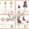 Jeu de cartes à pince de dénombrement de 1 à 15 - Thème Pâques et Chocolat - 30 cartes autocorrectives avec différentes représentations des nombres - constellations du dé, chiffres, doigts de la main, mélangé - compter de 1 à 15 - 120 cartes réparties en 4 niveaux de difficulté - progressif - Autocorrection au dos - Atelier autonome maternelle ou élémentaire - Cycles 1 et 2 - Document PDF à télécharger et imprimer ou jeu imprimé - Motricité fine et pince Pouce-Index avec pinces à linge - ludique - Thème Pâques, printemps, chocolat, animaux, gourmandises - lslf
