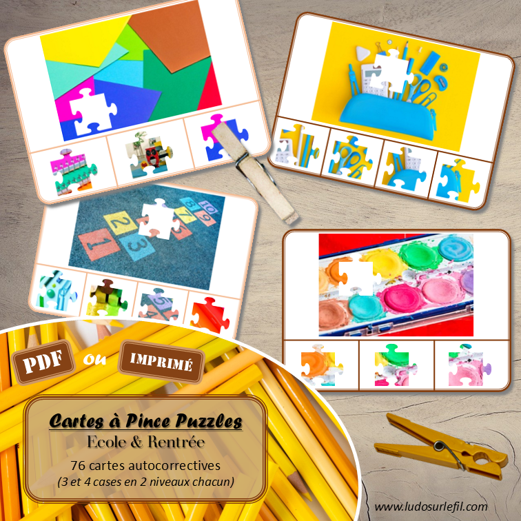 Cartes Pince Puzzles Ecole Et Rentr e Ludo Sur Le Fil