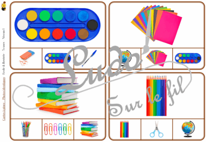 Jeu de cartes à pince - Photos identiques - Thème Ecole et rentrée scolaire - 80 cartes autocorrectives de différents niveaux - 3 ou 4 propositions de réponses - Niveau 1 : objets différents - Niveau 2 : objets issus de la même catégorie - différents niveaux de difficulté - progressif - Autocorrection au dos : point grisé - Atelier autonome pré-scolaire, maternelle ou élémentaire - Cycles 1 et 2 - Document PDF à télécharger et imprimer ou jeu imprimé - Motricité fine et pince Pouce-Index avec pinces à linge, observation, discrimination visuelle, logique - ludique - Thème école, rentrée, fournitures scolaires - lslf