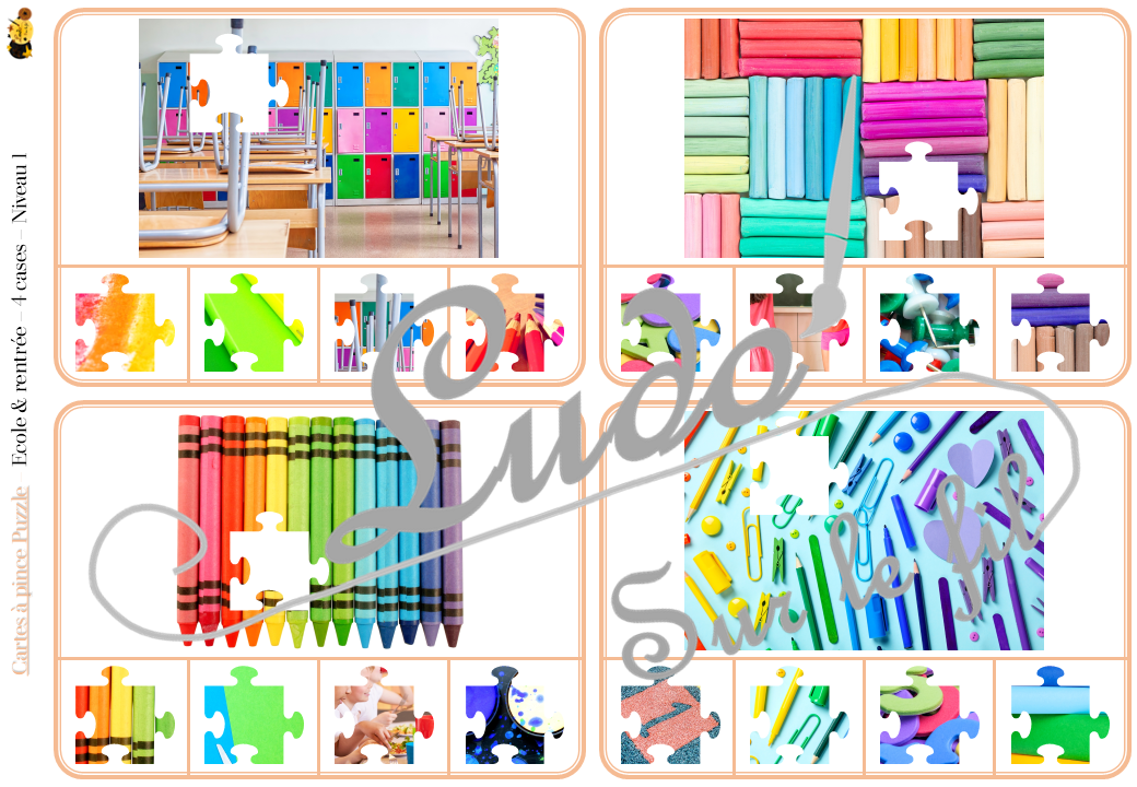 Cartes Pince Puzzles Ecole Et Rentr e Ludo Sur Le Fil
