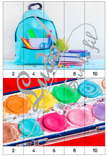 Jeu Puzzles numériques - Ecole et Rentrée scolaire - 28 puzzles en 9 niveaux progressifs - Suite numérique de 1 à 20 - Comptage de 2 en 2 - Chiffres pairs et impairs - Comptage de 10 en 10 - Connaissance Chiffres et Dizaines - Mathématiques - Comptine numérique - Ecole, rentrée, fournitures scolaires, lieux - Atelier autonome maternelle et élémentaire - PDF à télécharger et imprimer ou jeu imprimé - cycles 1 ou 2 - lslf