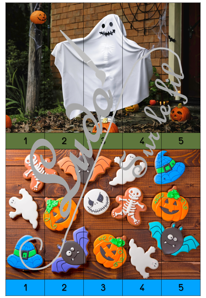 Jeu Puzzles numériques - Halloween - 28 puzzles en 9 niveaux progressifs - Suite numérique de 1 à 20 - Comptage de 2 en 2 - Chiffres pairs et impairs - Comptage de 10 en 10 - Connaissance Chiffres et Dizaines - Mathématiques - Comptine numérique - Personnages, décoration, bonbons, peur - Atelier autonome maternelle et élémentaire - PDF à télécharger et imprimer ou jeu imprimé - cycles 1 ou 2 - lslf