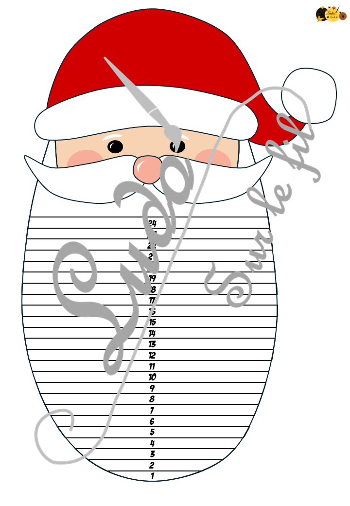 Décompte de l'avent La barbe du père Noël - Bricolage rigolo - Calendrier de l'avent pour patienter jusqu'à Noël - Découpe la barbe du père Noël pour patienter avant les fêtes - Plusieurs versions - Nombres dans un sens, dans l'autre ou sans - Découpage - Thème Noël, Avent - Document PDF à imprimer et à télécharger gratuitement - Printable Gratuit - Bricolage, Arts visuels maternelle ou élémentaire - Cycle 1, 2 ou 3 - à télécharger et à imprimer - lslf