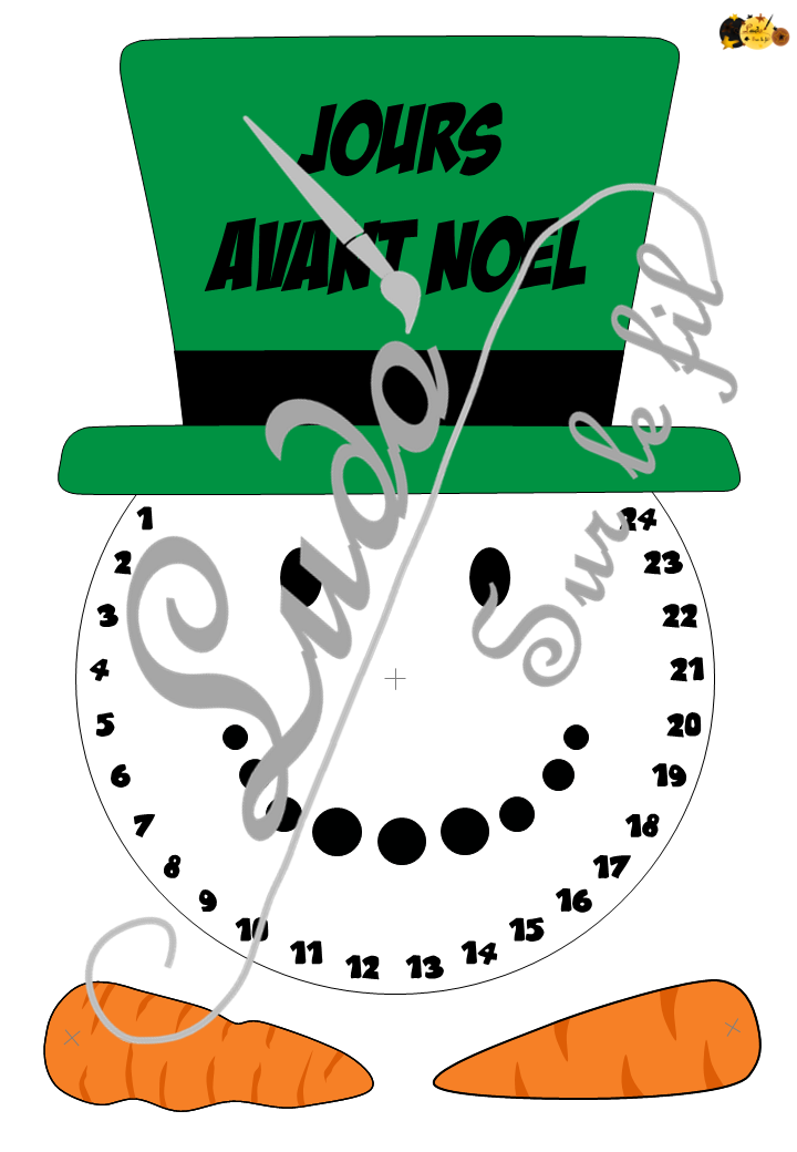 Décompte de l'avent Bonhomme de neige et son nez Carotte - Bricolage rigolo - Calendrier de l'avent pour patienter jusqu'à Noël - Plusieurs versions - Chapeaux différentes ou bonnet de Noël - Messages Dodos, jours, sans ou en anglais - Nombres dans un sens et dans l'autre - Carottes tordues ou droites - Thème Noël, Avent, Hiver, Neige - Document PDF à imprimer et à télécharger gratuitement - Printable Gratuit - Bricolage, Arts visuels maternelle ou élémentaire - Cycle 1, 2 ou 3 - à télécharger et à imprimer - lslf