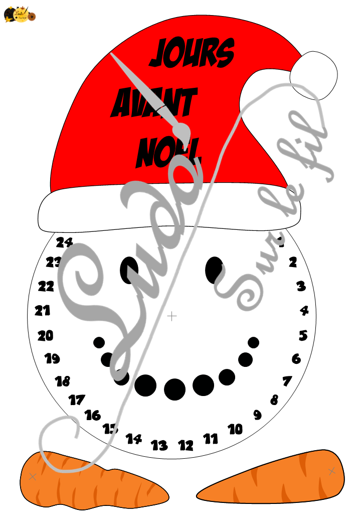 Décompte de l'avent Bonhomme de neige et son nez Carotte - Bricolage rigolo - Calendrier de l'avent pour patienter jusqu'à Noël - Plusieurs versions - Chapeaux différentes ou bonnet de Noël - Messages Dodos, jours, sans ou en anglais - Nombres dans un sens et dans l'autre - Carottes tordues ou droites - Thème Noël, Avent, Hiver, Neige - Document PDF à imprimer et à télécharger gratuitement - Printable Gratuit - Bricolage, Arts visuels maternelle ou élémentaire - Cycle 1, 2 ou 3 - à télécharger et à imprimer - lslf