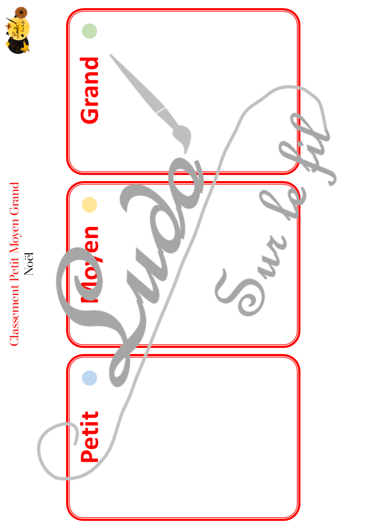 Jeu de classement, de rangement et de tri par taille - Noël - Cartes à trier, à classer et à ranger - Petit Moyen Grand - Personnages, traditions, décoration, père Noël... - fichier PDF à télécharger et à imprimer ou jeu imprimé - atelier autocorrectif maternelle et pré-scolaire - hiver - lslf