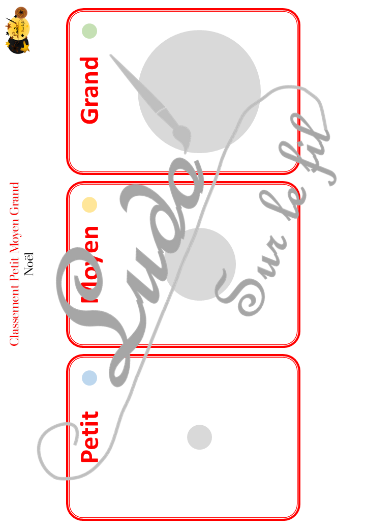 Jeu de classement, de rangement et de tri par taille - Noël - Cartes à trier, à classer et à ranger - Petit Moyen Grand - Personnages, traditions, décoration, père Noël... - fichier PDF à télécharger et à imprimer ou jeu imprimé - atelier autocorrectif maternelle et pré-scolaire - hiver - lslf