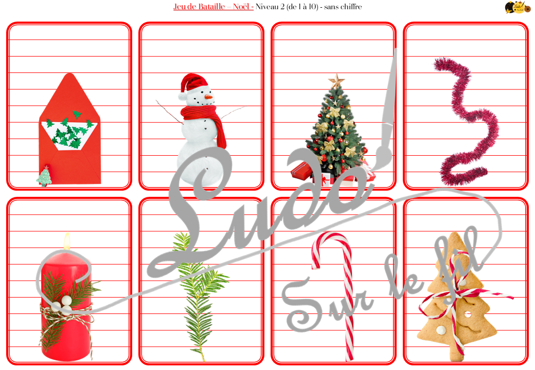 Jeu de bataille - Noël et Traditions - Comparaison de taille et de chiffres et nombres - 4 niveaux - avec ou sans chiffre - de 1 à 6 - de 1 à 10 - de 5 à 50 de 5 en 5 - de 10 à 100 de 10 en 10 - Progressif - Classement par ordre croissant - Rangement - Tri taille - Reconnaissance Chiffres - à télécharger et à imprimer ou jeu imprimé - Atelier maternelle et Cycle 2 - Vocabulaire Thème Noël, hiver, décorations, traditions, personnages, objets... - lslf