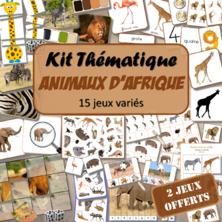 Kit thématique - Animaux d'Afrique et de la savane - 15 jeux variés pour le prix de 13 - 2 jeux offerts - Jeux pédagogiques, éducatifs et ludiques - Atelier autonome Maternelle (Cycle 1) et Primaire (Cycle 2 et 3) - PDF à télécharger et à imprimer - Difficulté progressive et différents niveaux pour la différenciation - Tarif préférentiel, réduction - Thèmes animaux de la savane, du désert, d'Afrique, été - lslf